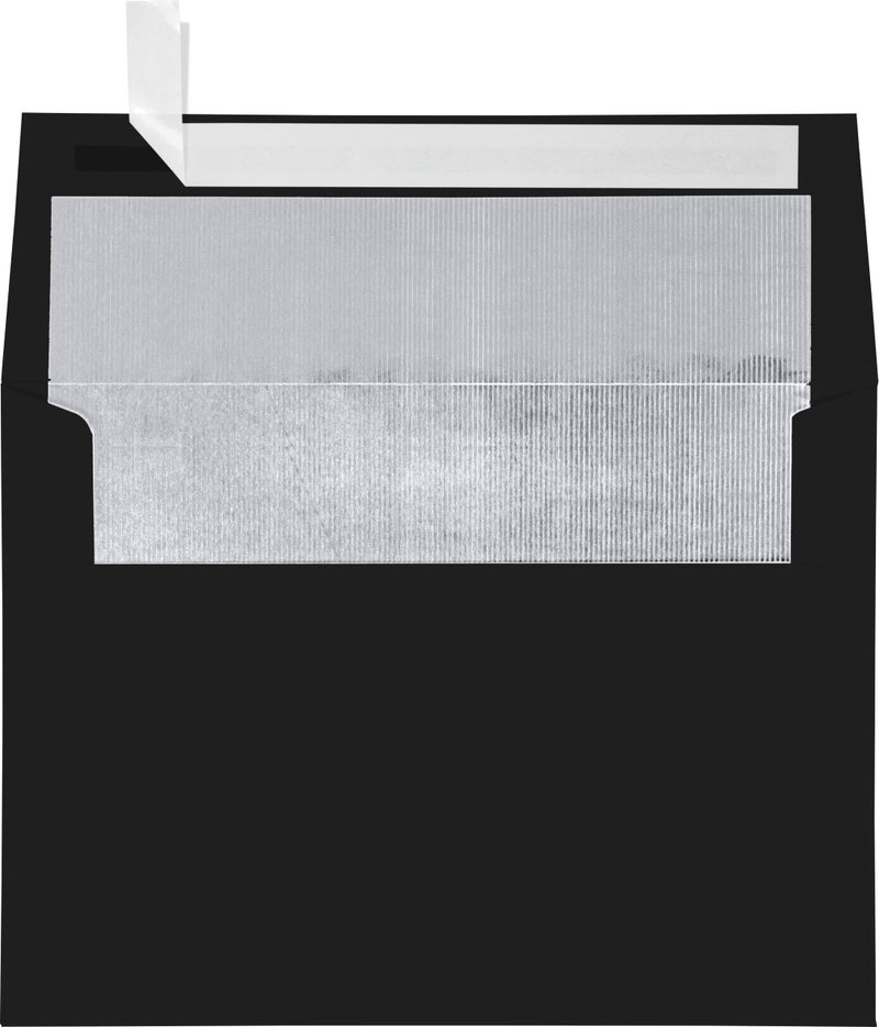 Envelopes.com LUXPaper A7 Foil Lined Envelopes in 80 lb. Black w/Silver LUX Lining, Printable Square Flap Envelopes for Invitations with Peel and Press, 50 Pack, Envelope Size 5 1/4 x 7 1/4 (Black) - Image 1